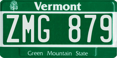 VT license plate ZMG879