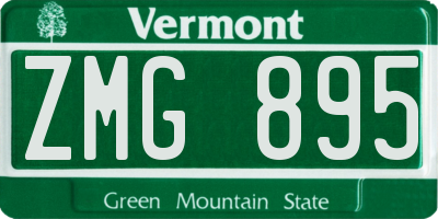 VT license plate ZMG895
