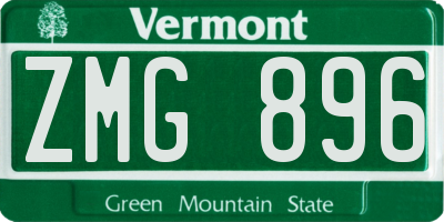 VT license plate ZMG896
