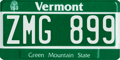 VT license plate ZMG899