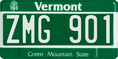 VT license plate ZMG901
