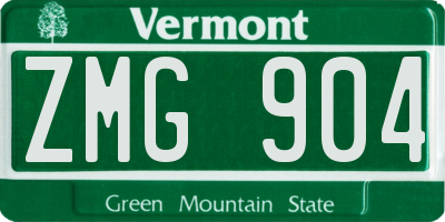 VT license plate ZMG904