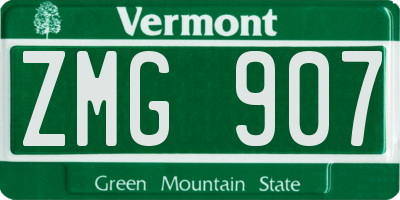 VT license plate ZMG907