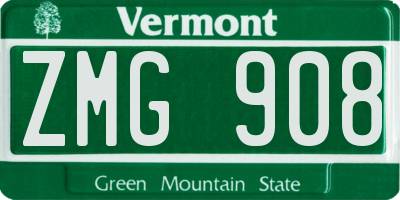 VT license plate ZMG908