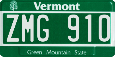 VT license plate ZMG910