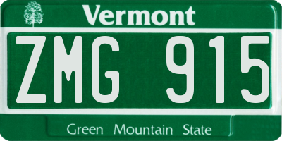 VT license plate ZMG915