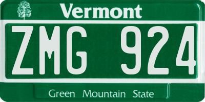 VT license plate ZMG924