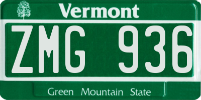 VT license plate ZMG936