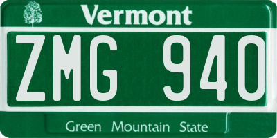 VT license plate ZMG940