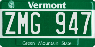VT license plate ZMG947