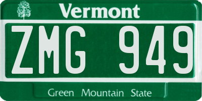 VT license plate ZMG949
