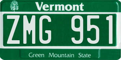VT license plate ZMG951