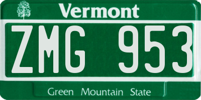 VT license plate ZMG953