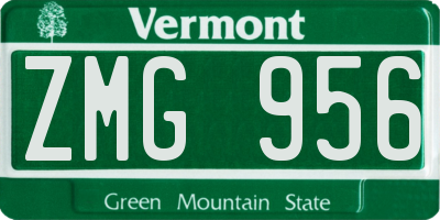 VT license plate ZMG956
