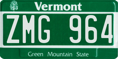 VT license plate ZMG964