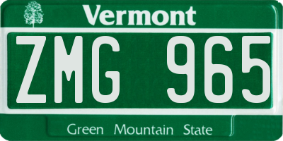VT license plate ZMG965