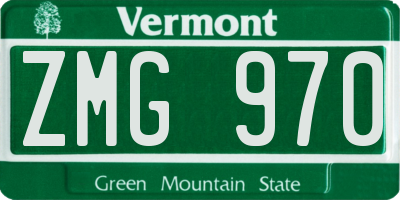 VT license plate ZMG970