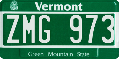 VT license plate ZMG973