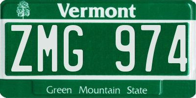 VT license plate ZMG974