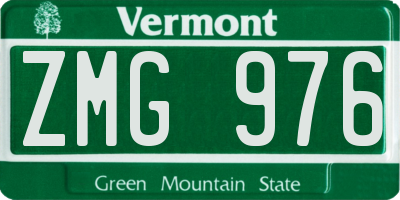 VT license plate ZMG976