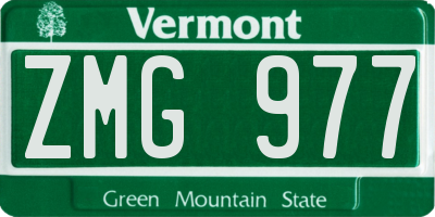 VT license plate ZMG977