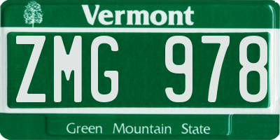 VT license plate ZMG978