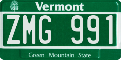 VT license plate ZMG991