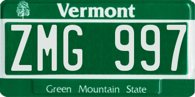 VT license plate ZMG997