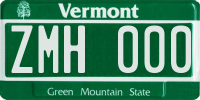 VT license plate ZMH000
