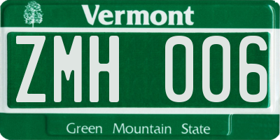 VT license plate ZMH006