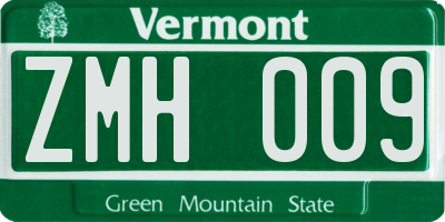 VT license plate ZMH009