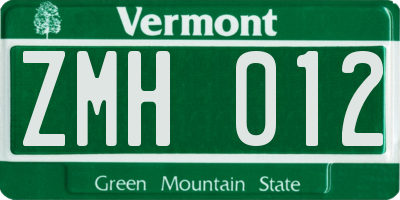 VT license plate ZMH012