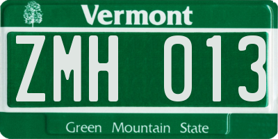 VT license plate ZMH013
