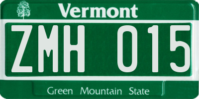 VT license plate ZMH015