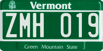 VT license plate ZMH019