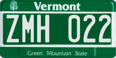 VT license plate ZMH022