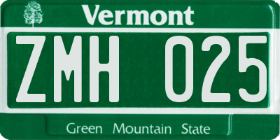 VT license plate ZMH025
