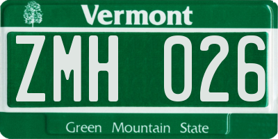 VT license plate ZMH026