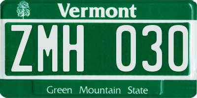 VT license plate ZMH030