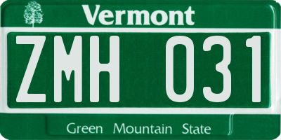 VT license plate ZMH031