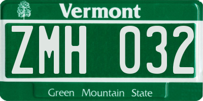 VT license plate ZMH032