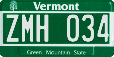 VT license plate ZMH034