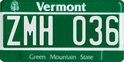 VT license plate ZMH036