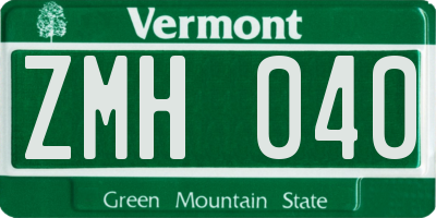 VT license plate ZMH040