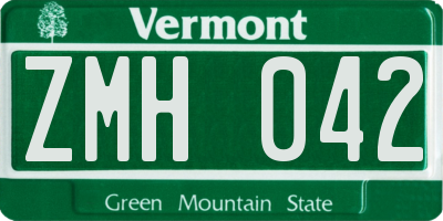 VT license plate ZMH042
