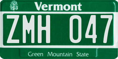 VT license plate ZMH047