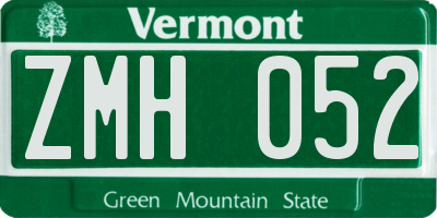 VT license plate ZMH052