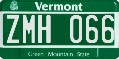VT license plate ZMH066