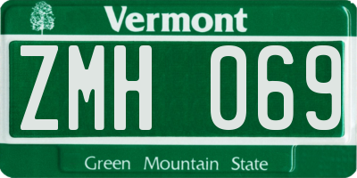 VT license plate ZMH069