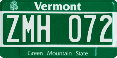 VT license plate ZMH072